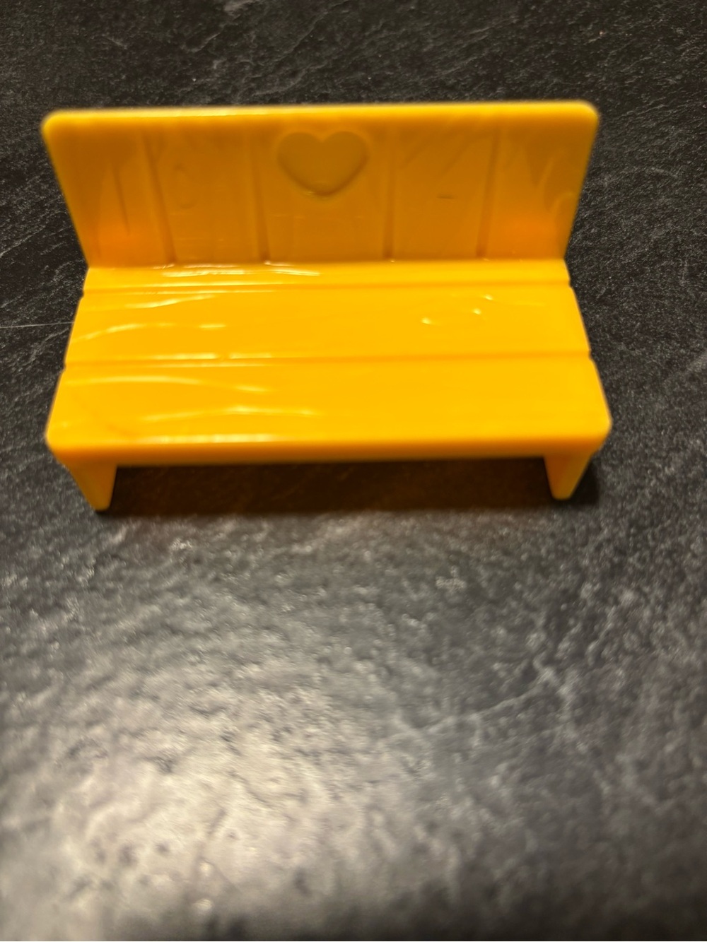 Fisher-Price Yellow Mini Doll Bench with Heart Detail Dollhouse furniture